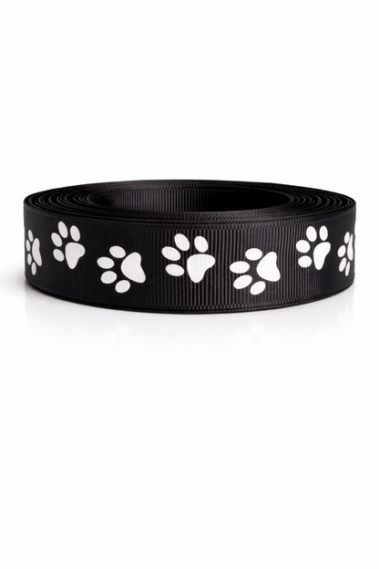 🐾 Tierische Pfoten-Prints – Klassisches Ripsband in Rot, Pink, Blau, Weiß & Schwarz 🐾