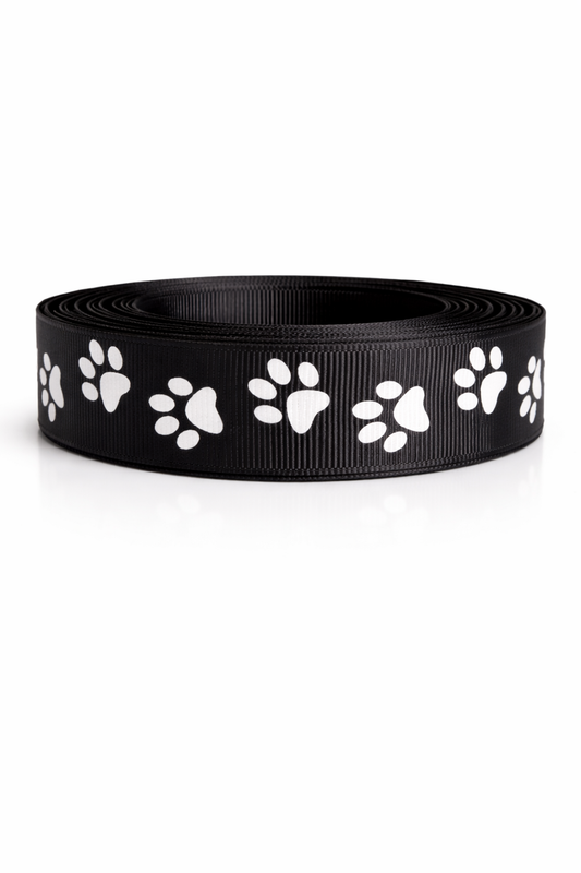 🐾 Tierische Pfoten-Prints – Klassisches Ripsband in Rot, Pink, Blau, Weiß & Schwarz 🐾