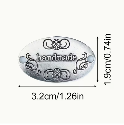 Metall-Label "Handmade" Oval 32 mm – Zum Aufnähen & Nieten