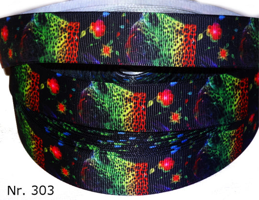 Exklusives  Leuchtender Leopard & Blumen -Band – 25mm