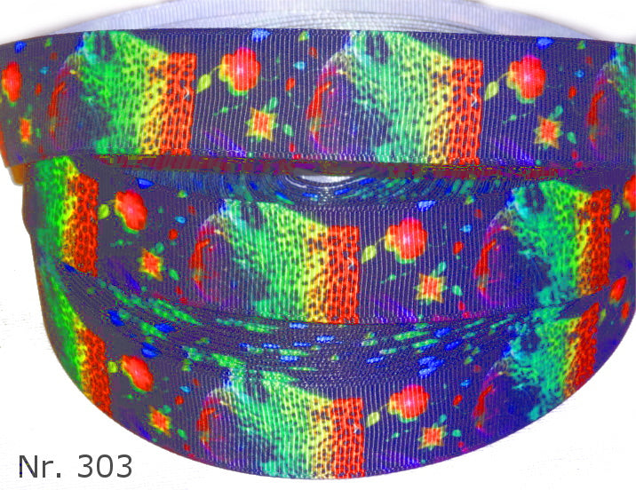 Exklusives  Leuchtender Leopard & Blumen -Band – 25mm