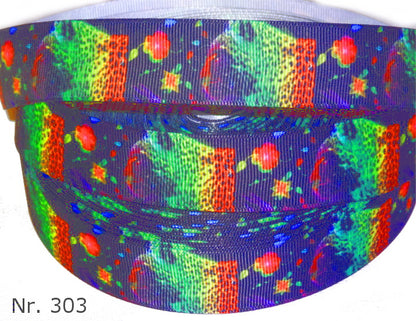 Exklusives  Leuchtender Leopard & Blumen -Band – 25mm