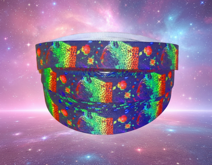 Exklusives  Leuchtender Leopard & Blumen -Band – 25mm