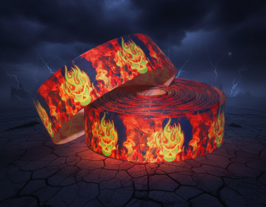 Exklusives  Brennender Totenkopf -Band mit Flammen – 38mm