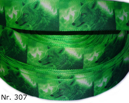 Exklusives  Fantasy Wolf -Band in leuchtendem Grün – 25mm