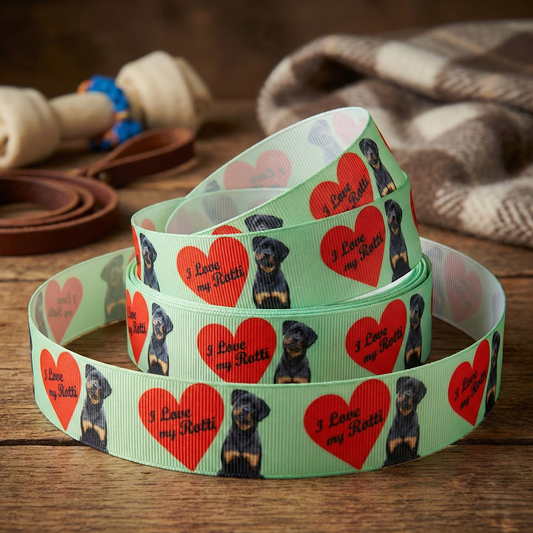 Exklusives  I Love My Rotti - Band mit Herz & Rottweiler – 25mm