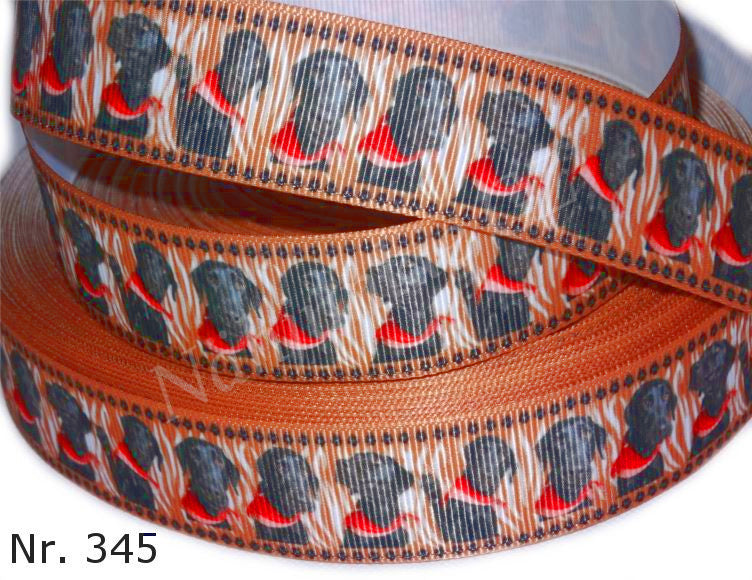 Exklusives  Schwarzer Labrador & Zebramuster - Band – 25mm