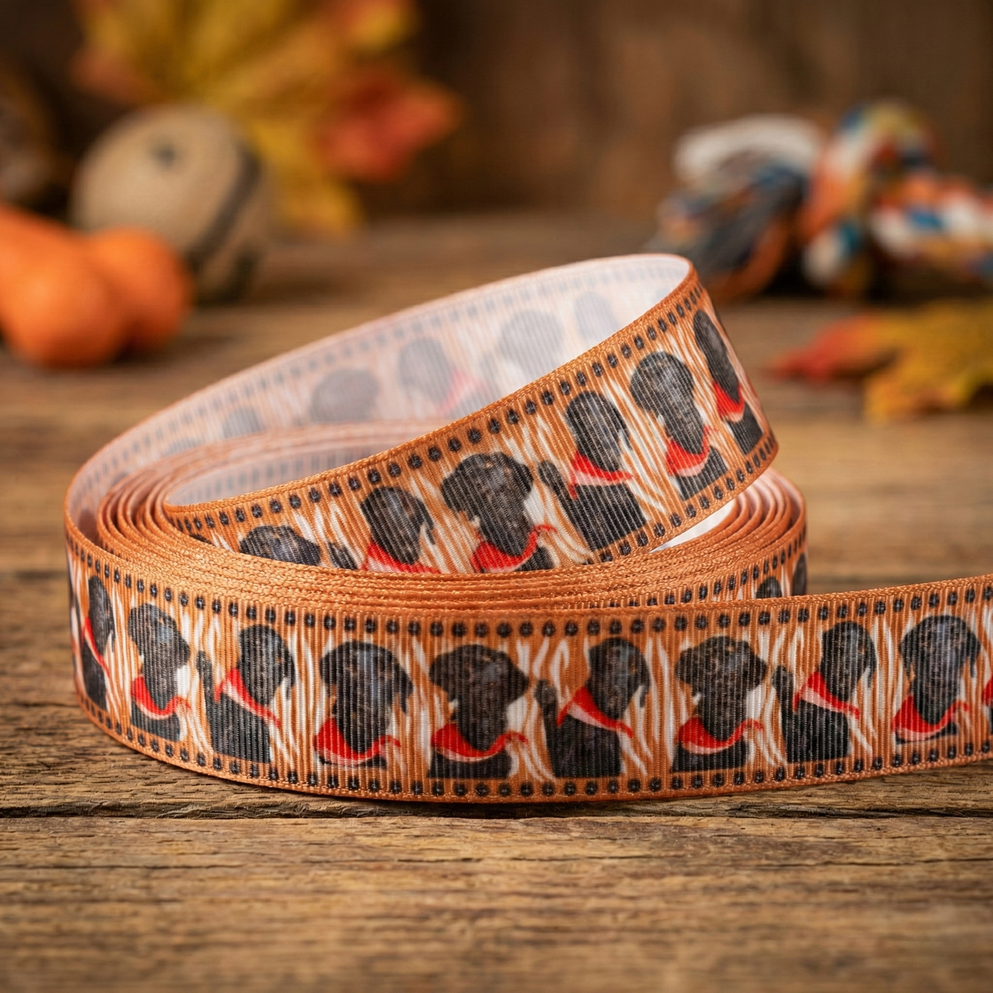 Exklusives  Schwarzer Labrador & Zebramuster - Band – 25mm
