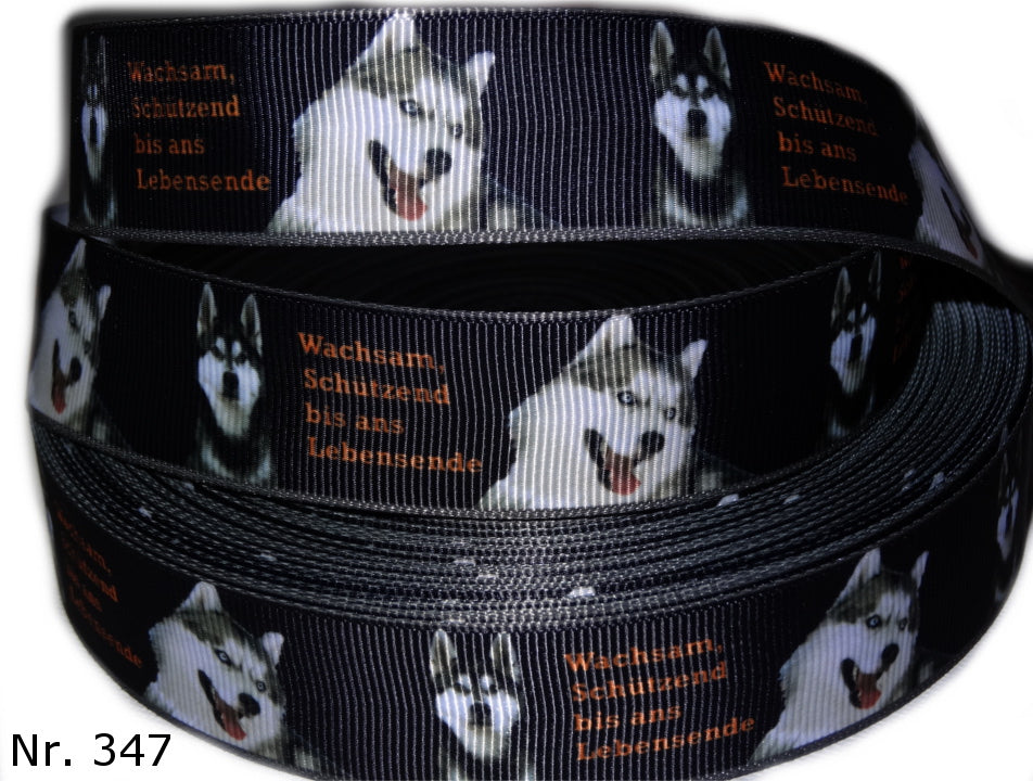 Exklusives  Wachsam & Schützend - Band mit Huskys – 25mm
