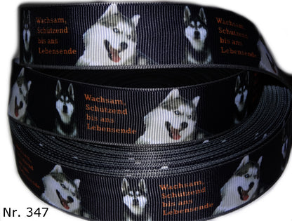 Exklusives  Wachsam & Schützend - Band mit Huskys – 25mm