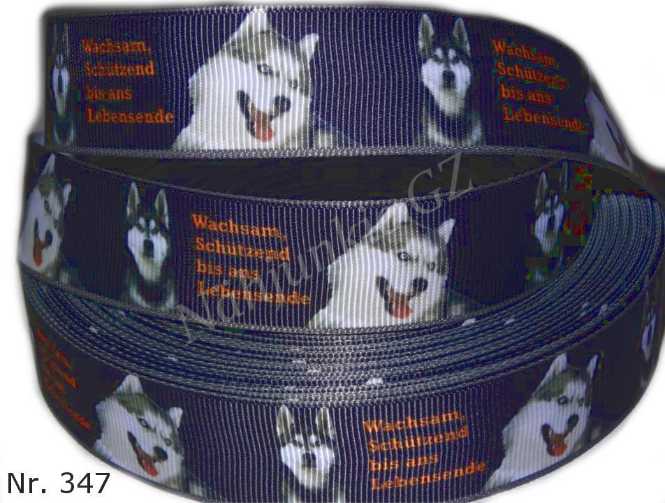 Exklusives  Wachsam & Schützend - Band mit Huskys – 25mm