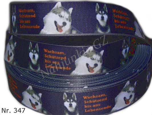 Exklusives  Wachsam & Schützend - Band mit Huskys – 25mm