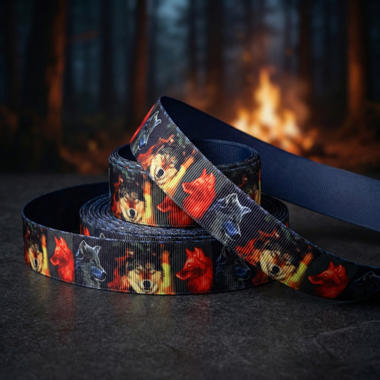 Exklusives  Mystic Wolves - Band mit abstrakten Wolf - Grafiken – 22mm