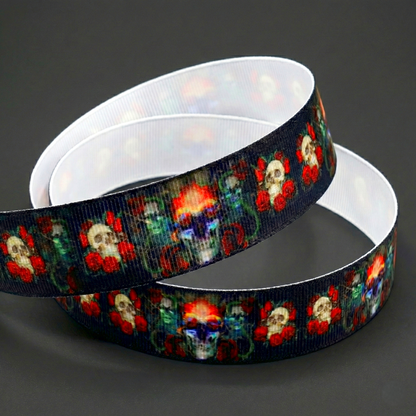 Exklusives  Totenkopf & Rosen - Band – 22mm
