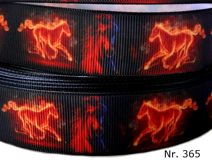 Exklusives  Flammen - Pferde  Band – 25mm