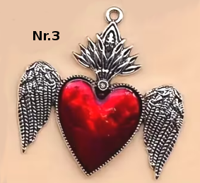 Anhänger "Sacred Heart" – Gothic Herzen in Rot & Silber