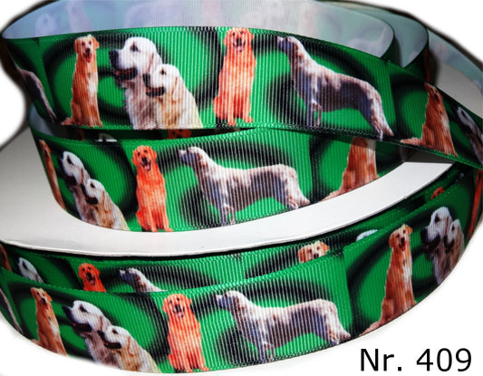 Exklusives  Golden Retriever - Band mit Grünem Hintergrund – 25mm