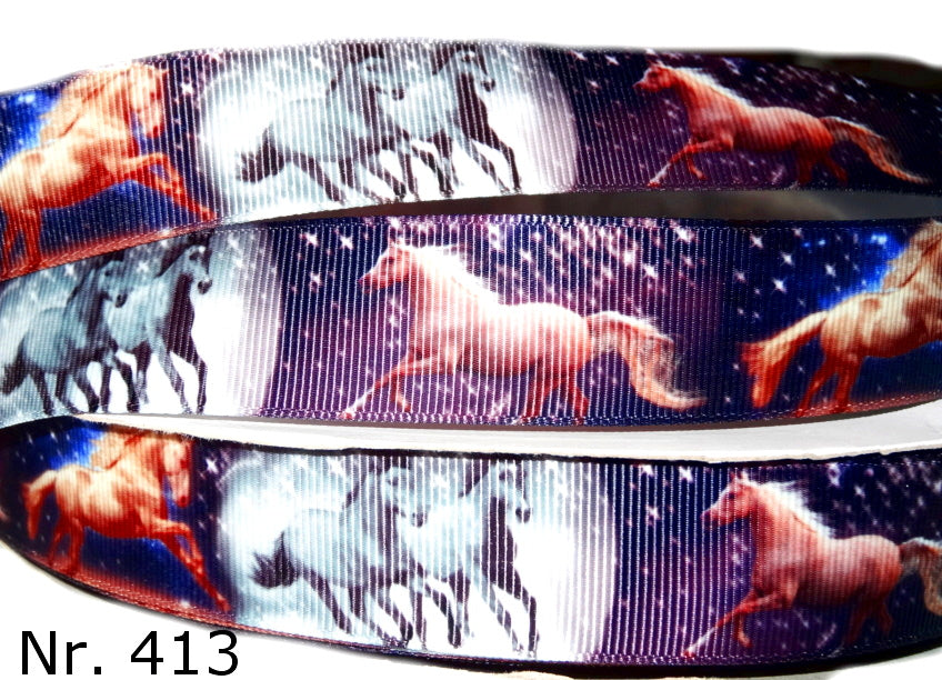 Exklusives traumhaftes  Mond & Sterne - Band mit Pferden – 25mm