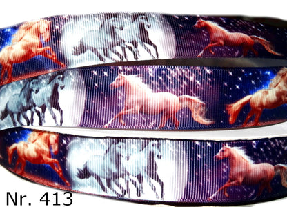 Exklusives traumhaftes  Mond & Sterne - Band mit Pferden – 25mm