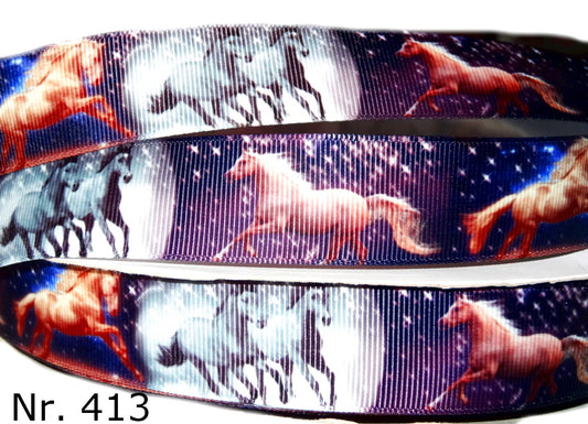 Exklusives traumhaftes  Mond & Sterne - Band mit Pferden – 25mm