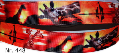 Exklusives  Savannen - Giraffen - Band mit Sonnenuntergang – 25mm