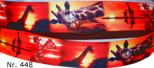 Exklusives  Savannen - Giraffen - Band mit Sonnenuntergang – 25mm