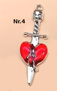 Anhänger "Sacred Heart" – Gothic Herzen in Rot & Silber