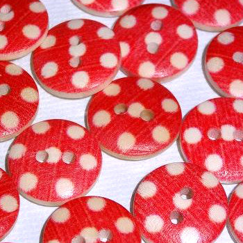 Holzknöpfe mit Punkten in verschiedene Farben