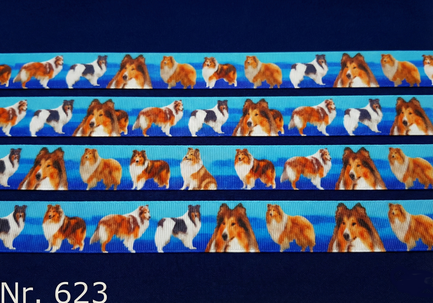 Exklusives  Collie -Band mit Blauem Farbverlauf – 25mm