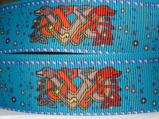 Exklusives  Keltische Windhunde - Band mit Nahtmuster – 25mm