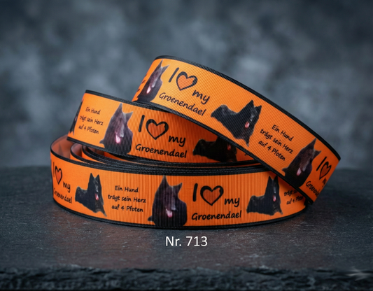 Exklusives  I Love My Groenendael - Band mit Herzspruch – 38mm