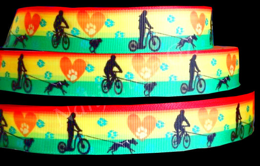 Exklusives  Hundezugsport - Band mit Farbverlauf & Herz - Pfoten - Motiven  – 25mm