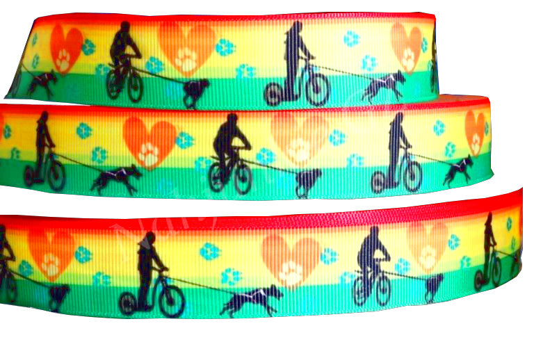 Exklusives  Hundezugsport - Band mit Farbverlauf & Herz - Pfoten - Motiven  – 25mm