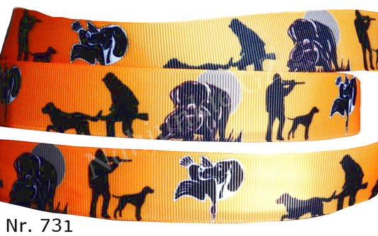 Exklusives  Jagdhund & Jäger - Band mit Silhouetten – 25mm