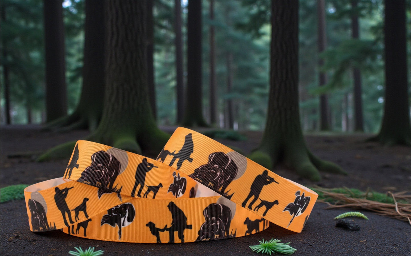 Exklusives  Jagdhund & Jäger - Band mit Silhouetten – 25mm