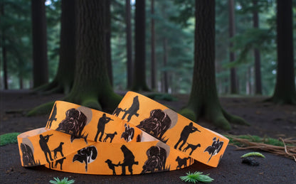 Exklusives  Jagdhund & Jäger - Band mit Silhouetten – 25mm