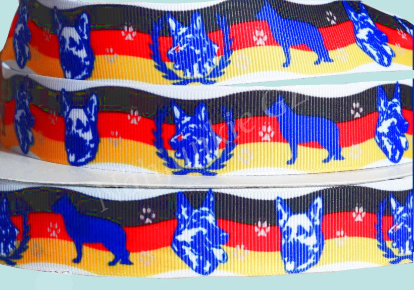 Exklusives  Deutscher Schäferhund & Flaggenmotiv -Band – 25mm