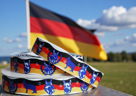 Exklusives  Deutscher Schäferhund & Flaggenmotiv -Band – 25mm