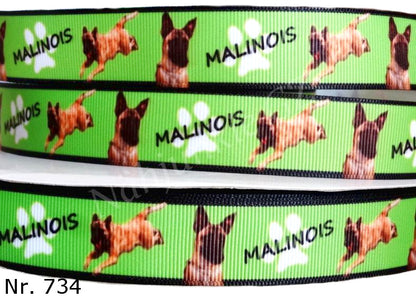 Exklusives  Malinois - Band mit Pfotenabdrücken – 22mm