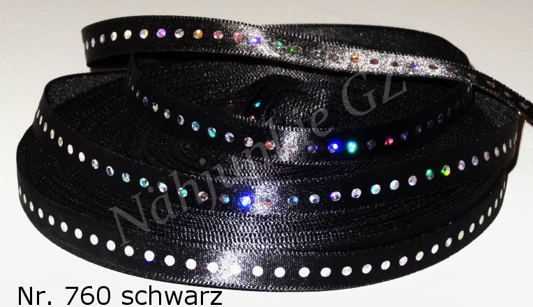 Satinband mit Acryl-Strasssteinen – 9mm (in verschiedenen Farben)