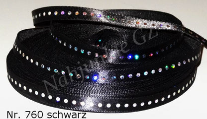Satinband mit Acryl-Strasssteinen – 9mm (in verschiedenen Farben)
