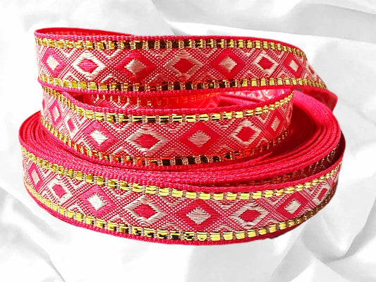 Vibrant diamond shapes – 14 mm woven ribbon in lively color combinations