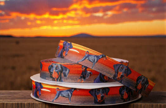 Exclusive Doberman strap with sunset over the sea – 25mm