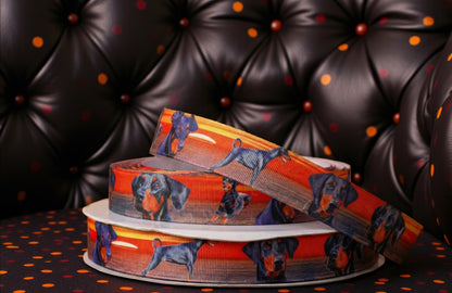 Exklusives  Dobermann -Band mit Sonnenuntergang am Meer – 25mm