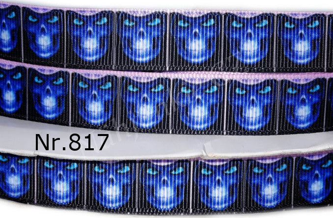 Exklusives  Abstrakte Totenköpfe - Band in Blau – 16mm