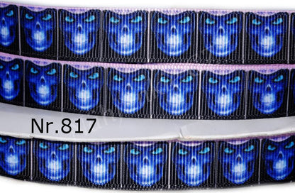 Exklusives  Abstrakte Totenköpfe - Band in Blau – 16mm