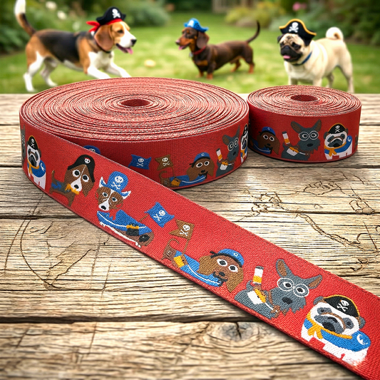 🏴‍☠️ Leinen los für Pfoten-Piraten: Webband mit Hunden im Piraten-Look ✨