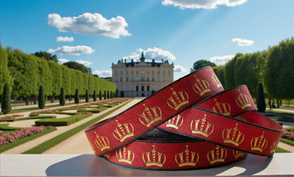 Exklusives  Goldene Kronen auf Bordeaux -Band – 16mm