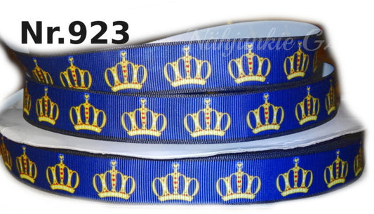 Exklusives  Goldene Kronen auf Blau -Band – 22mm