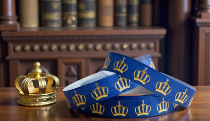 Exklusives  Goldene Kronen auf Blau -Band – 22mm
